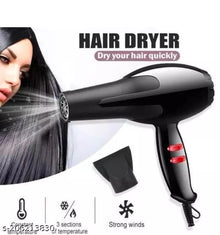 Ecosona ES-2102 Hair Dryer 1600W – Professional Hot Air Hair Dryer with Concentrator Nozzle, Black
