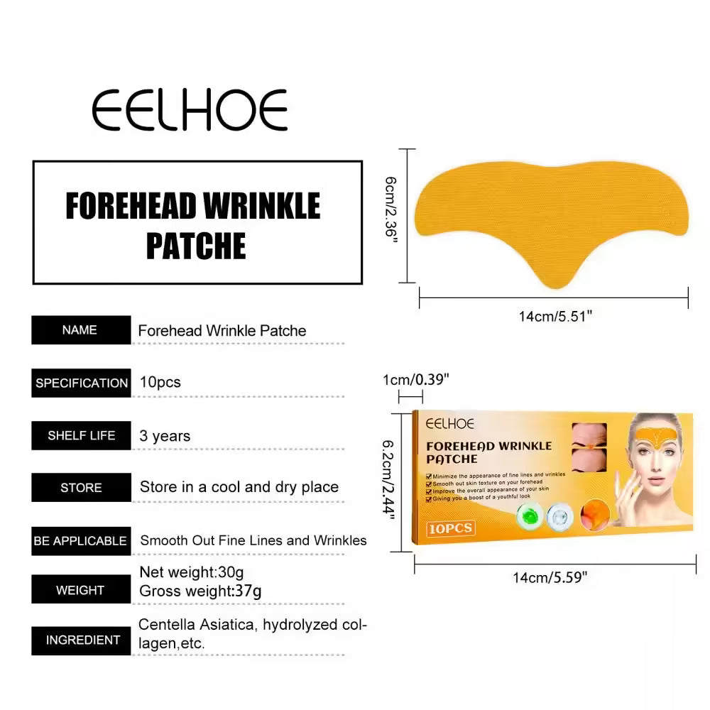 10 قطع من لاصقات جل لإزالة خطوط الجبهة المضادة للتجاعيد - قناع شد لخطوط العبوس - ملصقات للعناية ببشرة الوجه مع الكولاجين المضاد للشيخوخة