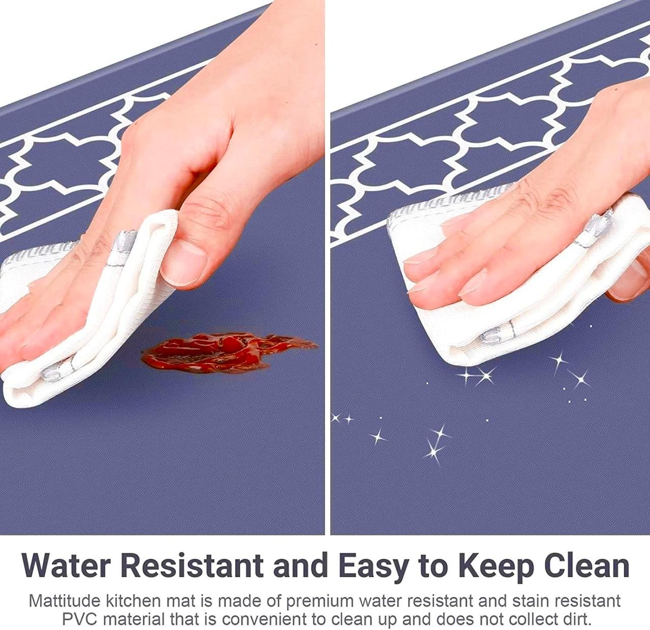 8mm Thickness Anti-Fatigue PVC BLUE COLOR (45*75+45*120cm) 2 Pcs/Set Waterproof Rectangular Kitchen Mat