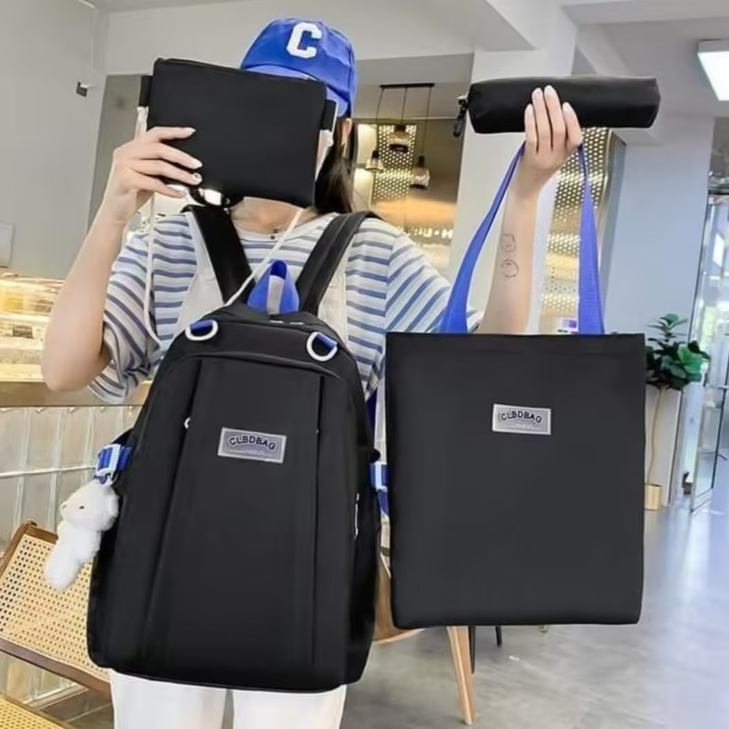 Lot de 4 sacs à dos scolaires en toile, grande capacité (EGB063)