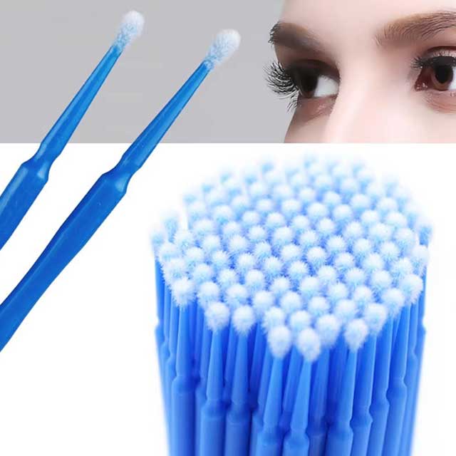 100Pcs Eyelash Cleaning Brushes – Micro Cotton Swabs for Lash Extension & Makeup Removal Tools