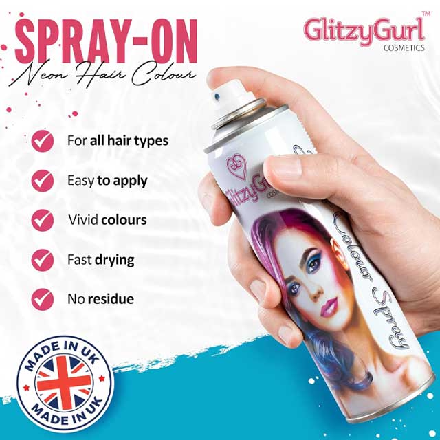 125ml Temporary Hair Color Spray for Kids & Adults – Vibrant Washable Halloween Dye (Made in Britain)