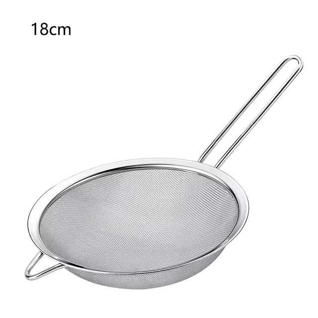Stainless Steel Fine Mesh Strainer Set (8cm/14cm/18cm) – Oil Strainer, Flour Sieve & Sifter for Baking & Cooking