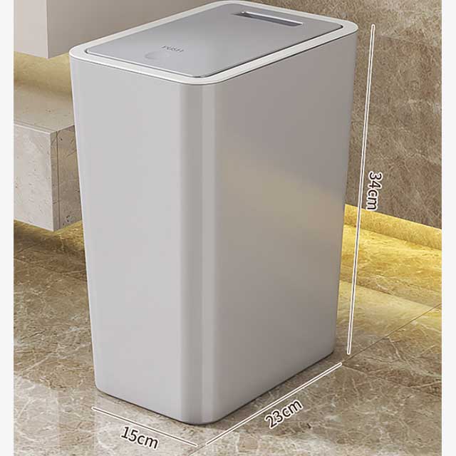 Poubelle de salle de bain Nordic Gold 15 L – Poubelle mince avec couvercle à ouverture facile pour salle de bain, toilettes, cuisine, salon et chambre