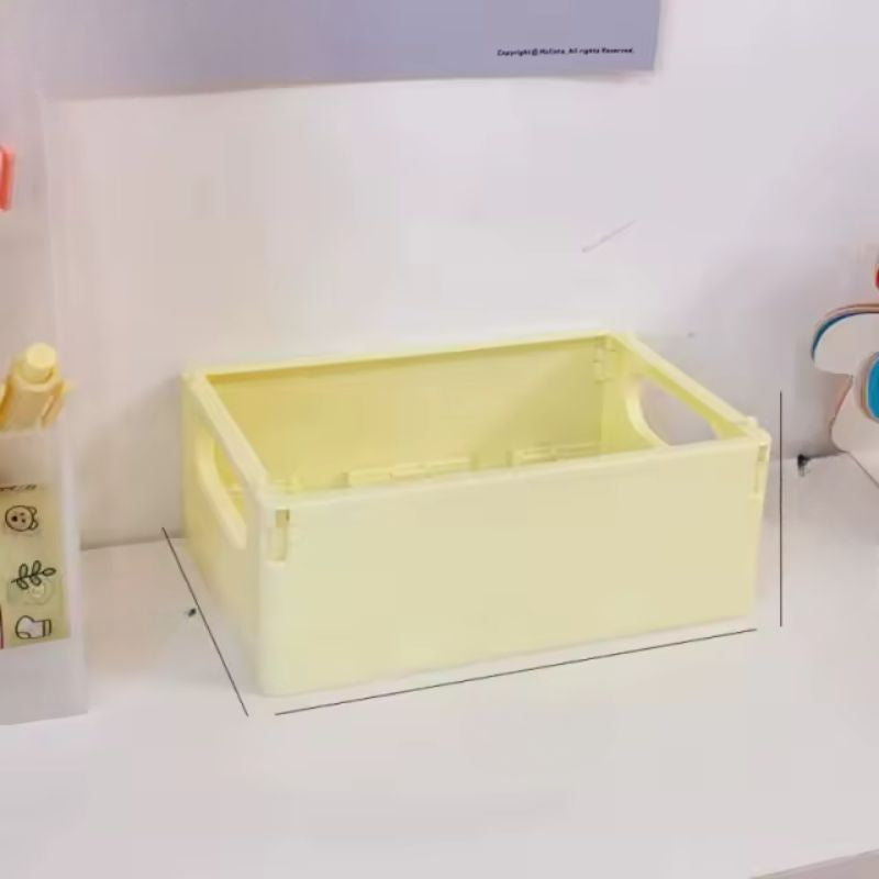 Stackable Folding Storage Bins with Lids – Collapsible Double-Door Cabinet Organizer with Wheels – Multi-Purpose Plastic Toy Box & Desktop Stationery Container for Home, Office, and Nursery