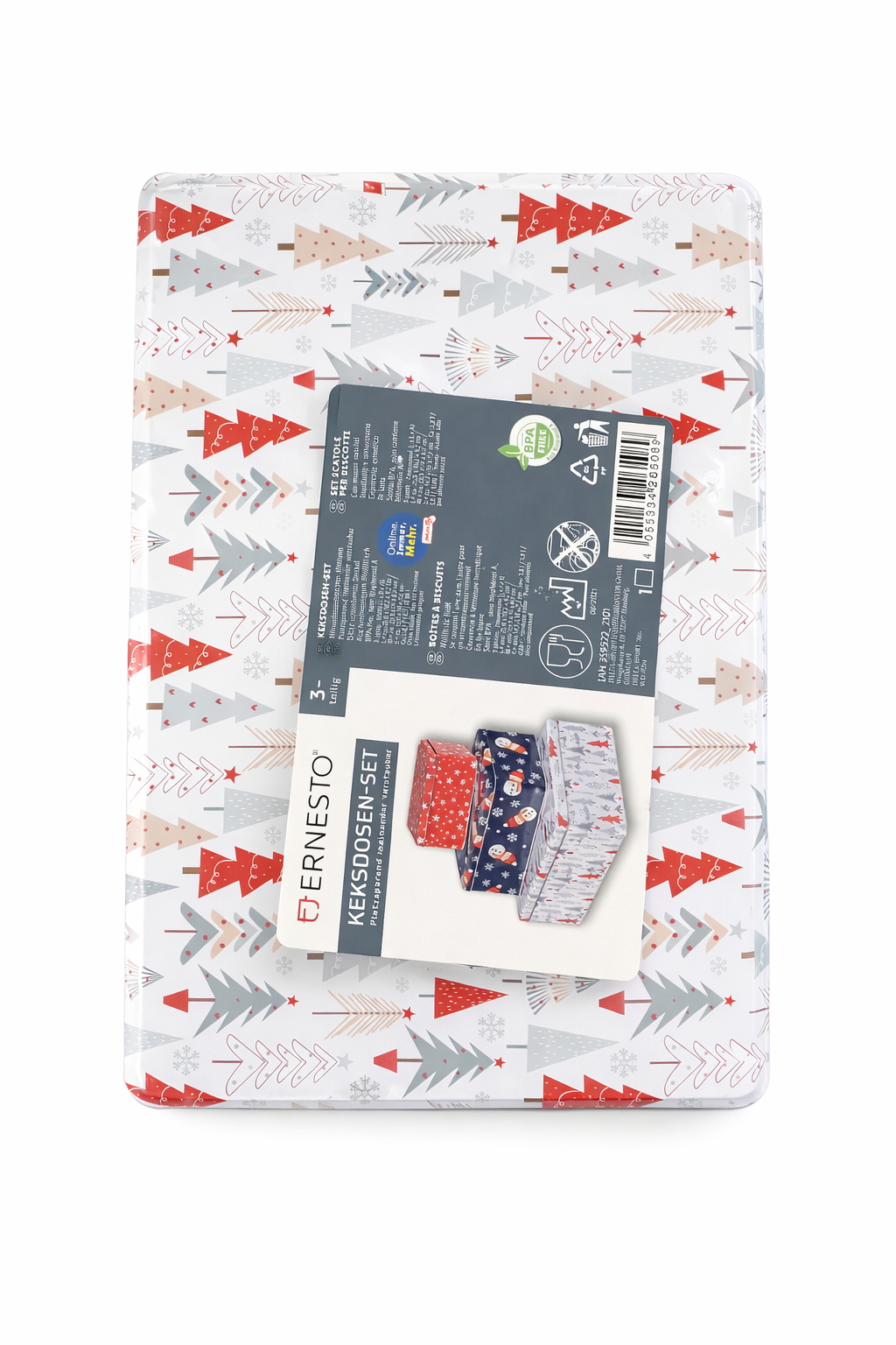 Christmas Cookie Tin Box Set – Festive Metal Storage Containers for Biscuits, Sweets & Gifts