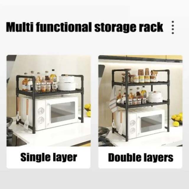 Modern Multi-Functional Kitchen Storage Rack – Floor-Mounted Organizer Shelf for Spices & Condiments