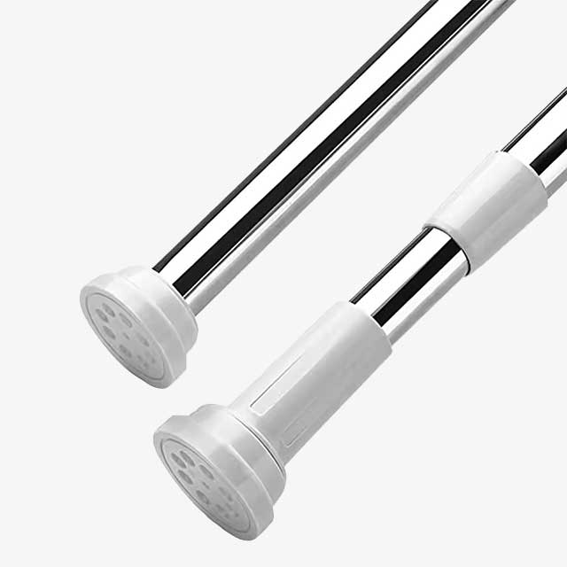 1pc Free Punching Telescopic Shower Curtain Rod – Stainless Steel Clothes Drying & Wardrobe Hanger Rod for Bathroom & Curtain Use