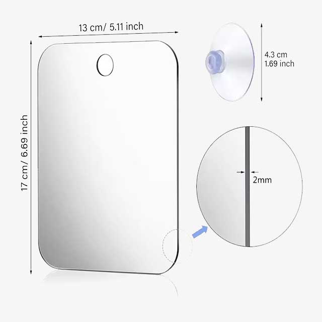 1PCS Acrylic Mirror with Wall Suction – Portable Shower Mirror for Shaving & Makeup, Ideal Bathroom & Travel Accessory