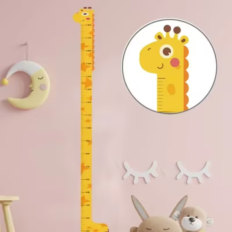Sticker mural toise animaux de dessin animé - Papier peint toise de 170 cm pour chambre d'enfant - Décoration murale ludique pour la croissance des enfants