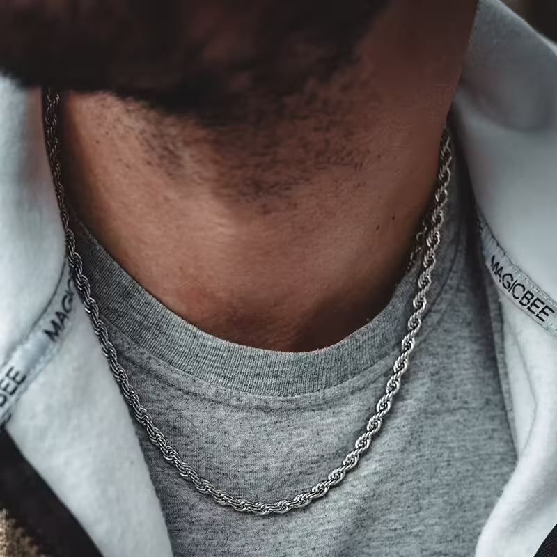 Collier simple en acier inoxydable pour homme, 2/3/4/5 mm (EGN197)