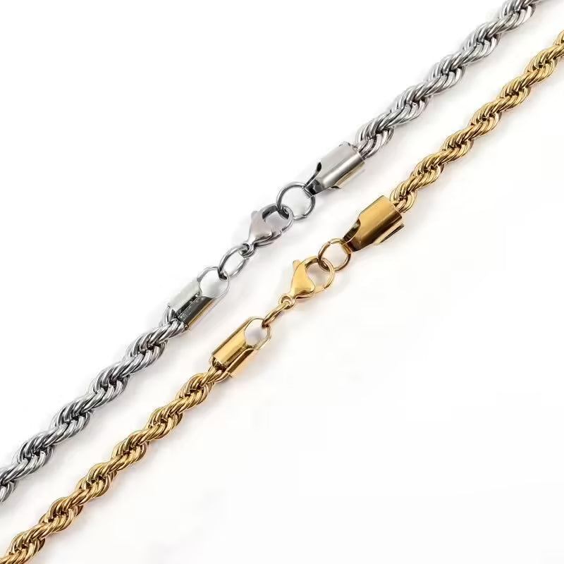 Collier simple en acier inoxydable pour homme, 2/3/4/5 mm (EGN197)