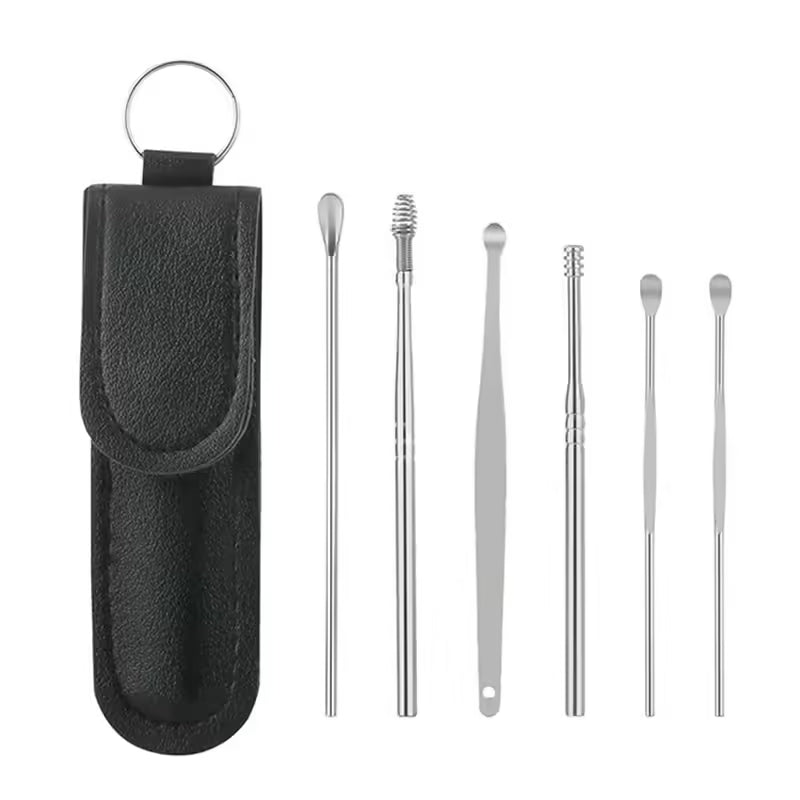 Kit de soin des oreilles indispensable : kit d’extraction de cérumen comprenant un cure-oreilles, une cuillère nettoyante et un ensemble d’outils.