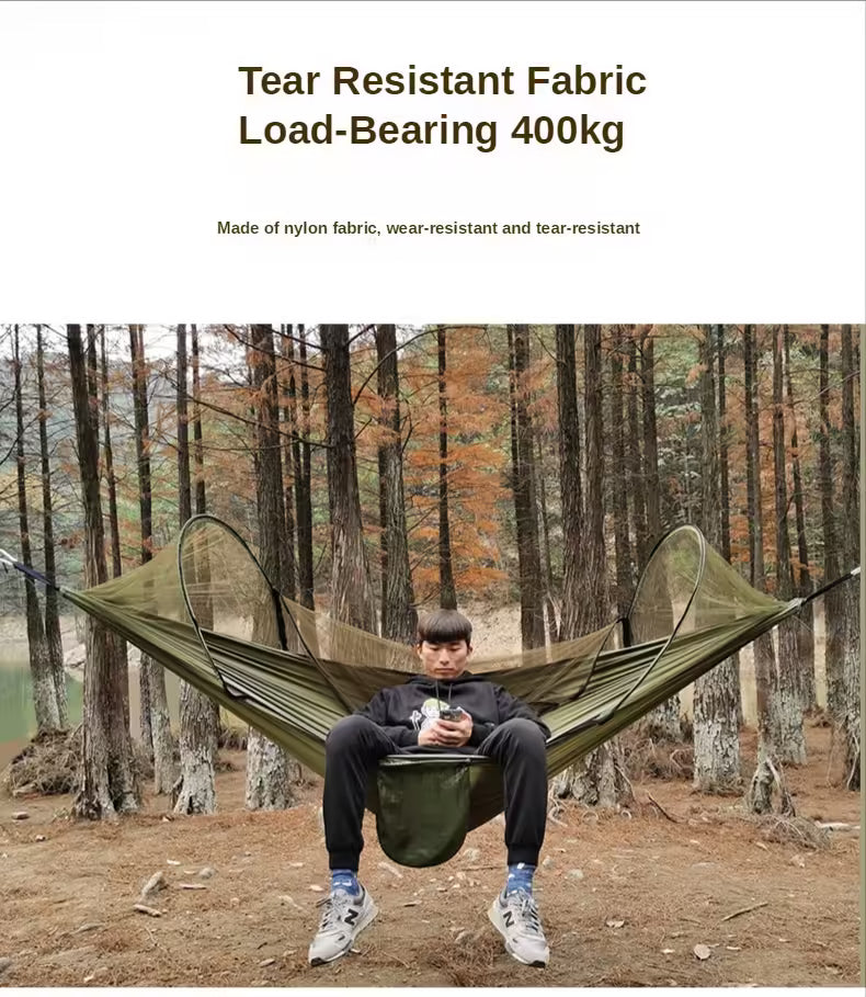 Hamac-balancelle automatique avec moustiquaire - Fauteuil à bascule anti-basculement en nylon, 260 x 140 cm