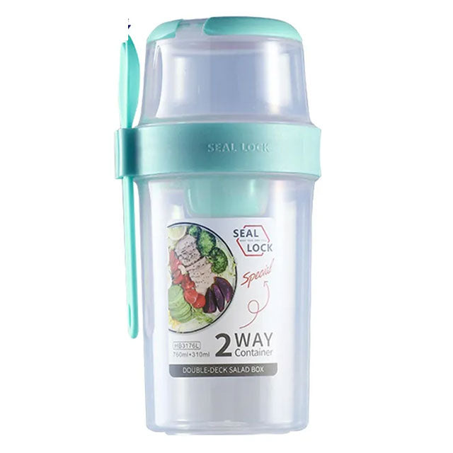 2-Pack Overnight Oats Containers – 2-Tier Portable Breakfast Cups with Lid & Spoon