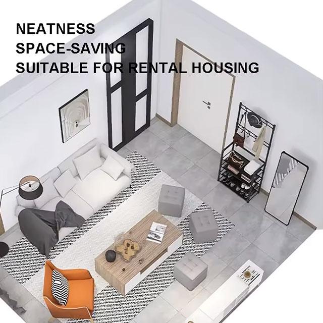 2-in-1 Shoe & Clothes Organizer | Multi-Layer Carbon Steel Coat Rack with Shoe Shelf | Space-Saving Storage Solution