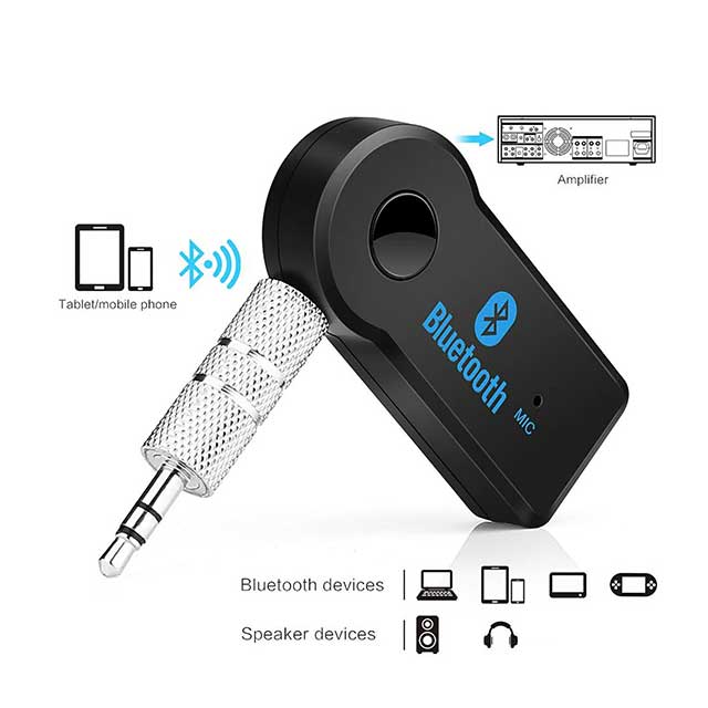 2-in-1 Wireless Bluetooth 5.0 Audio Receiver Adapter – 3.5mm AUX Jack for Car, Music, A2DP, Headphones & Hands-Free Calls