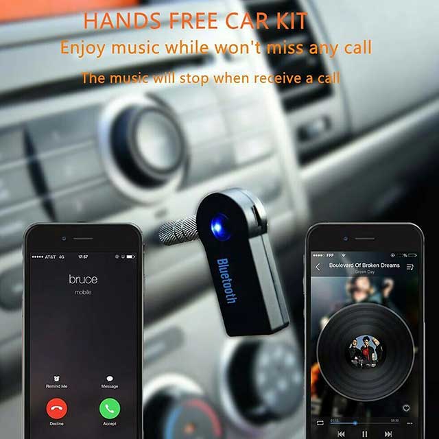 2-in-1 Wireless Bluetooth 5.0 Audio Receiver Adapter – 3.5mm AUX Jack for Car, Music, A2DP, Headphones & Hands-Free Calls