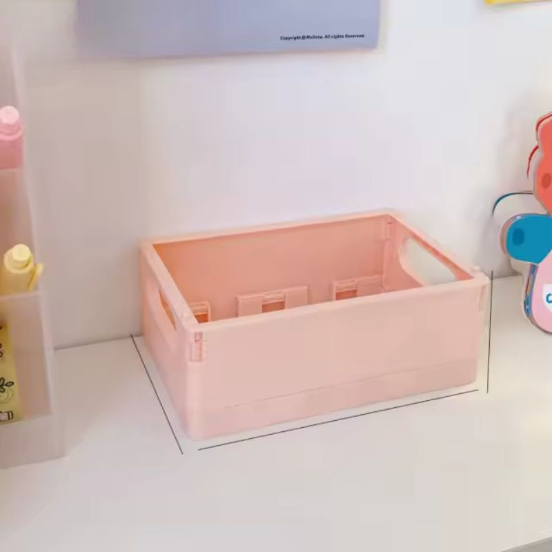 Stackable Folding Storage Bins with Lids – Collapsible Double-Door Cabinet Organizer with Wheels – Multi-Purpose Plastic Toy Box & Desktop Stationery Container for Home, Office, and Nursery