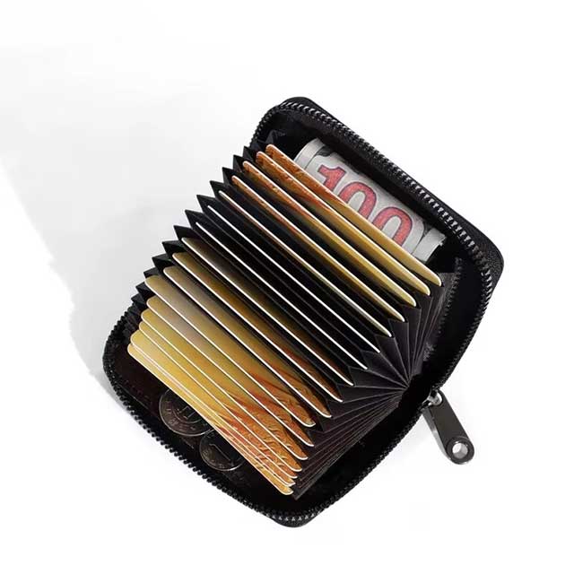 20-Slot PU Leather Card Holder – Business Wallet Organizer for Credit, ID, Bus Cards & Coins with Anti-Demagnetization Design