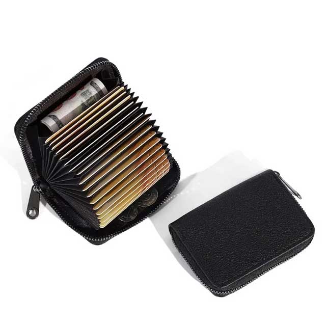 20-Slot PU Leather Card Holder – Business Wallet Organizer for Credit, ID, Bus Cards & Coins with Anti-Demagnetization Design