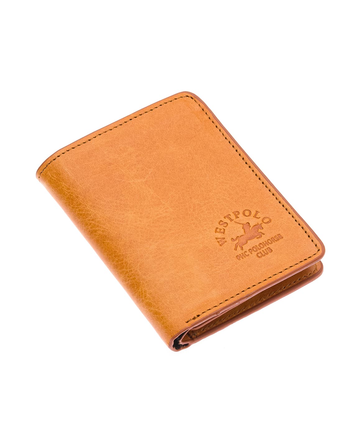 Porte-cartes Westpolo Pimm grand format avec bords compartimentés, portefeuille unisexe en cuir véritable peint (250C)