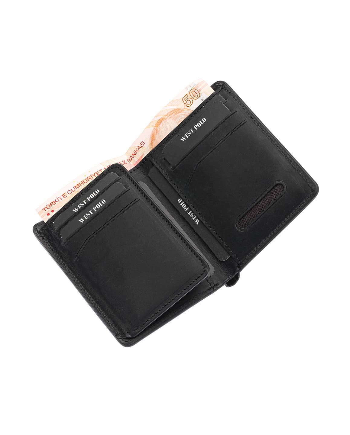 Porte-cartes Westpolo Pimm grand format avec bords compartimentés, portefeuille unisexe en cuir véritable peint (250C)