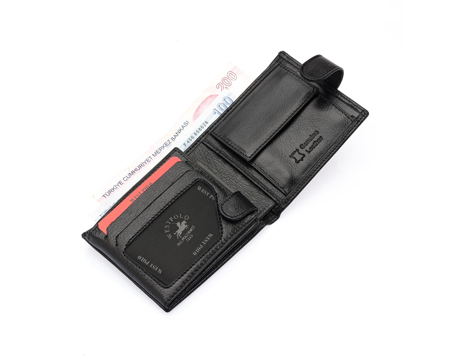 Portefeuille homme Westpolo Thomas en cuir véritable avec porte-cartes, compartiments pour pièces et cartes (61P)