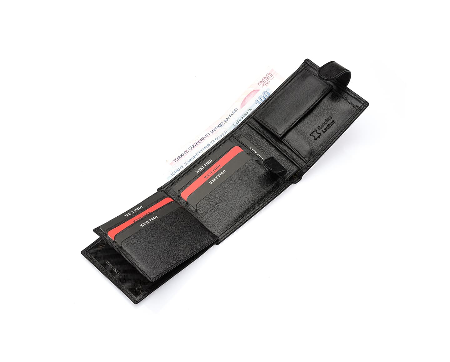 Portefeuille homme Westpolo Thomas en cuir véritable avec porte-cartes, compartiments pour pièces et cartes (61P)