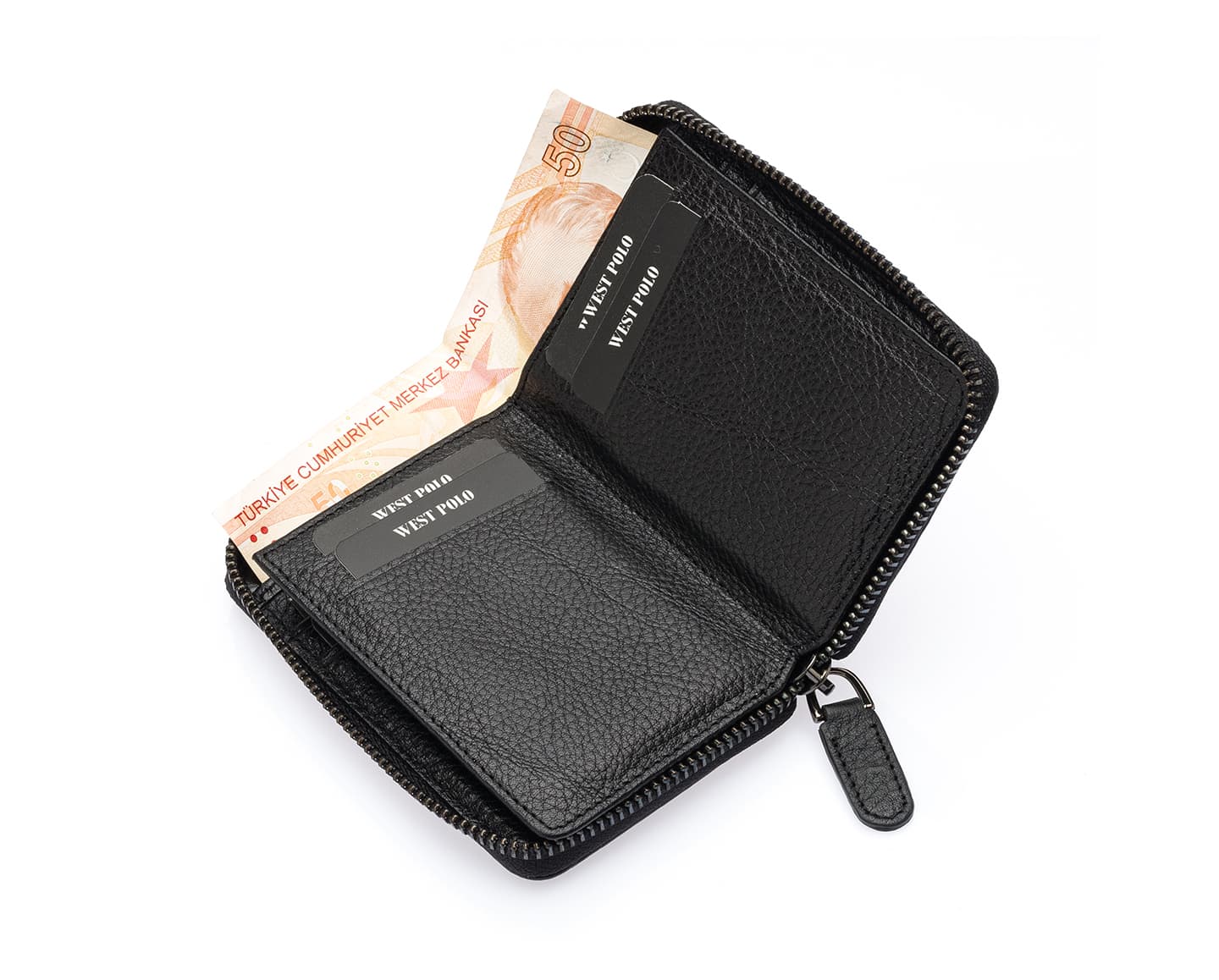 Portefeuille unisexe en cuir véritable avec fermeture éclair Westpolo Vega Big Card Holder (1695)