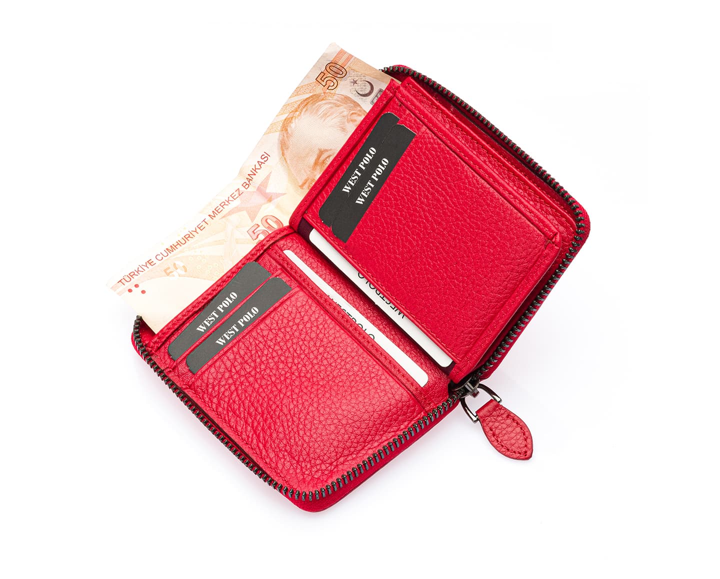 Portefeuille unisexe en cuir véritable avec fermeture éclair Westpolo Vega Big Card Holder (1695)