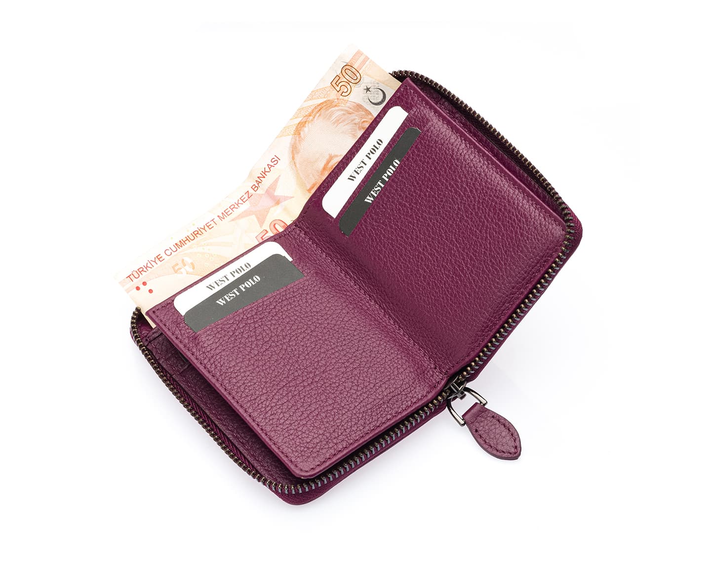 Portefeuille unisexe en cuir véritable avec fermeture éclair Westpolo Vega Big Card Holder (1695)