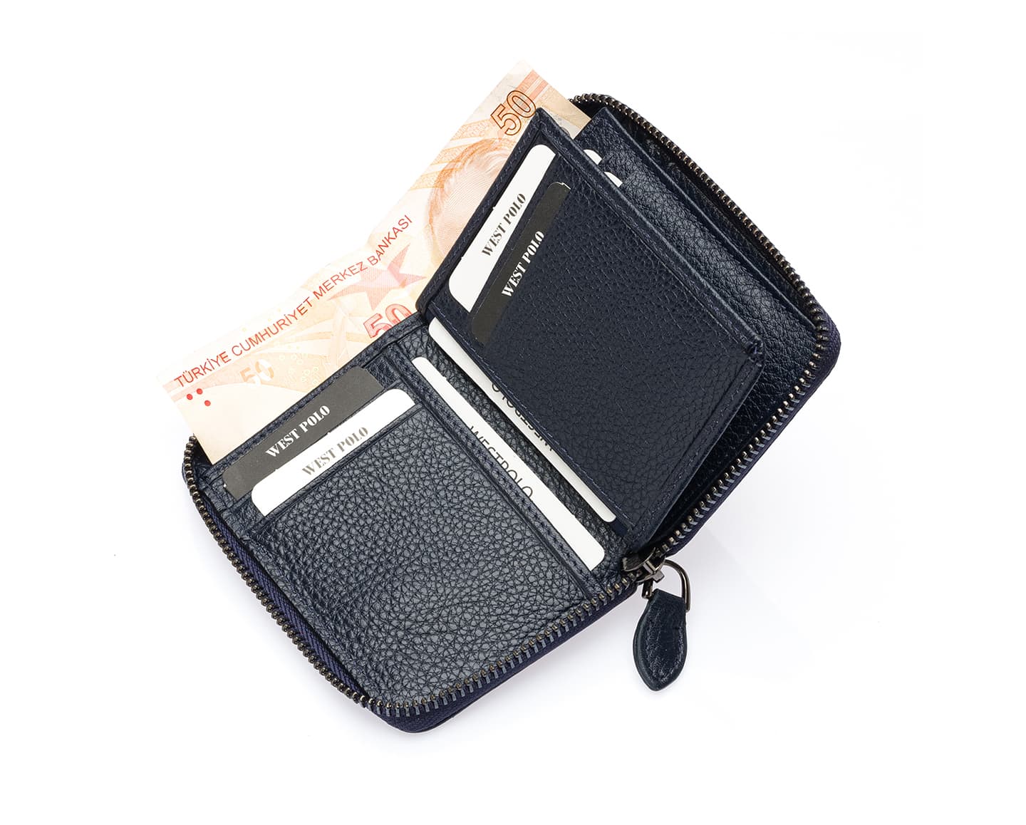 Portefeuille unisexe en cuir véritable avec fermeture éclair Westpolo Vega Big Card Holder (1695)
