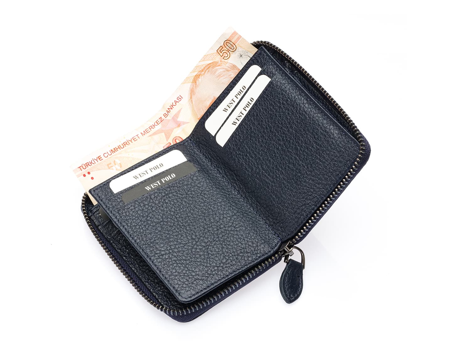 Portefeuille unisexe en cuir véritable avec fermeture éclair Westpolo Vega Big Card Holder (1695)