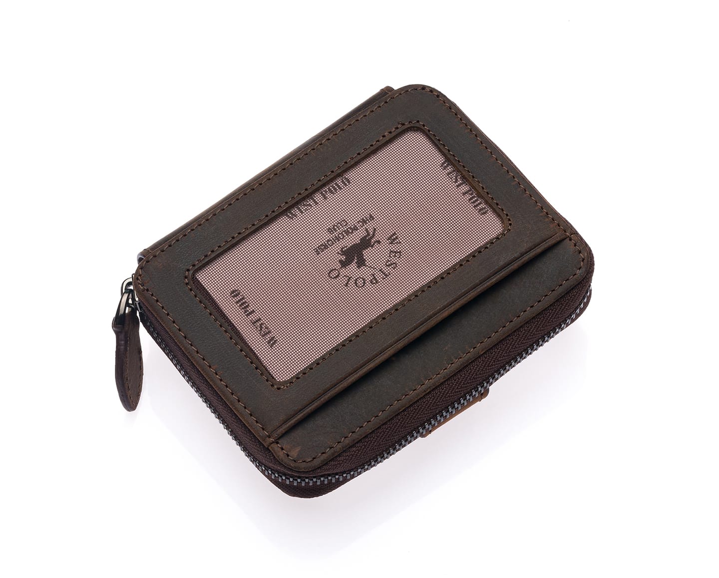 Westpolo Genuine Crazy Leather Unisex Cardholder Wallet (1595C)