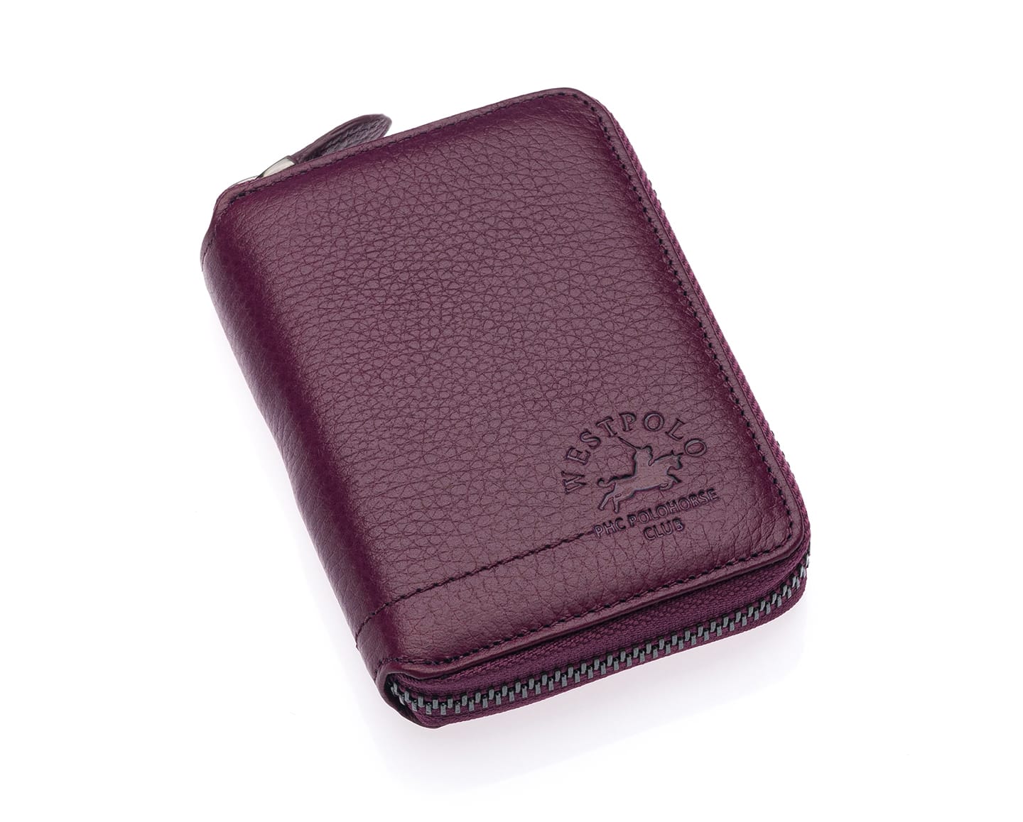 Portefeuille unisexe en cuir véritable avec fermeture éclair Westpolo Vega Big Card Holder (1695)