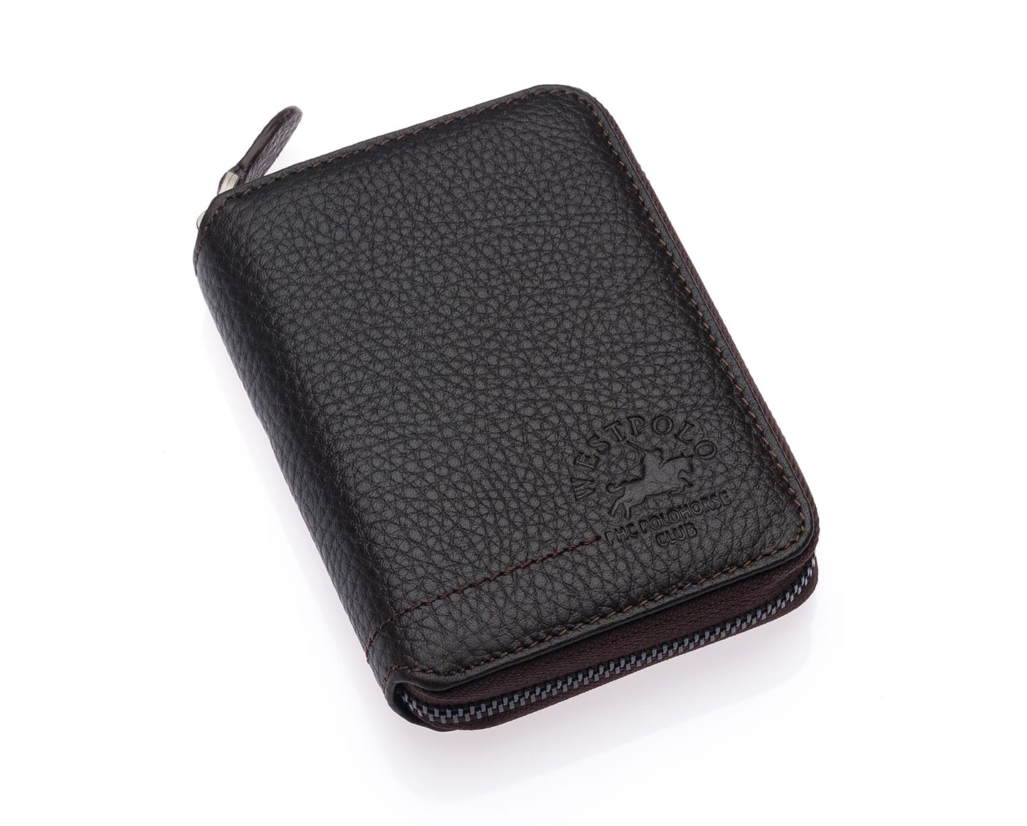 Portefeuille unisexe en cuir véritable avec fermeture éclair Westpolo Vega Big Card Holder (1695)