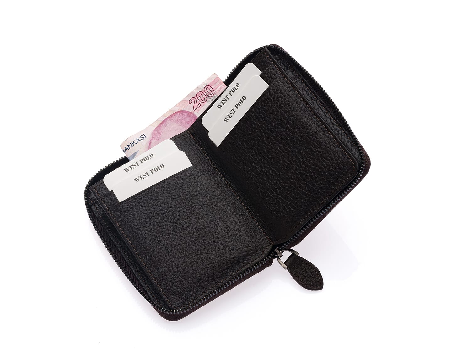 Portefeuille unisexe en cuir véritable avec fermeture éclair Westpolo Vega Big Card Holder (1695)