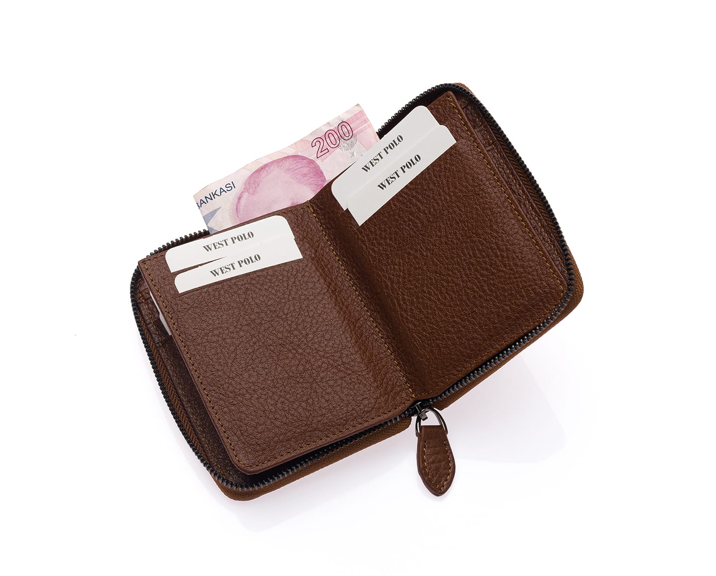Portefeuille unisexe en cuir véritable avec fermeture éclair Westpolo Vega Big Card Holder (1695)