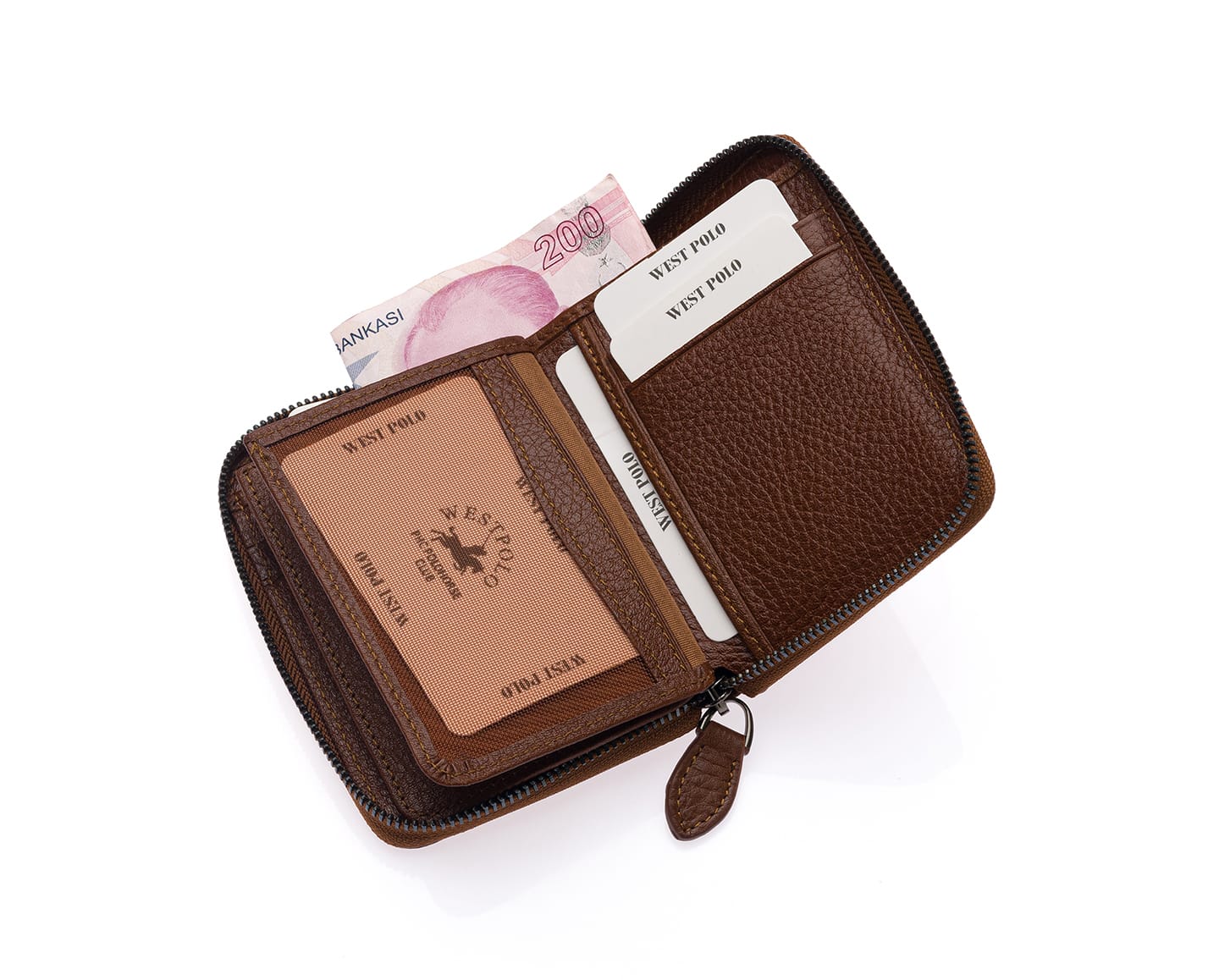 Portefeuille unisexe en cuir véritable avec fermeture éclair Westpolo Vega Big Card Holder (1695)
