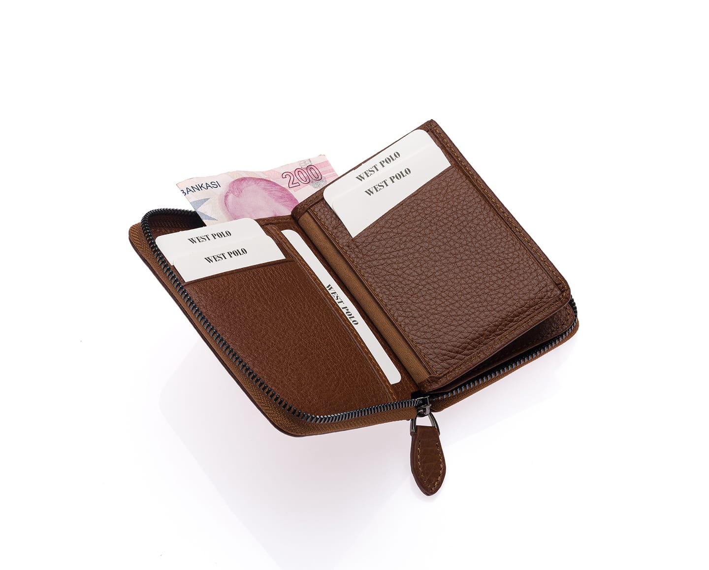 Portefeuille unisexe en cuir véritable avec fermeture éclair Westpolo Vega Big Card Holder (1695)