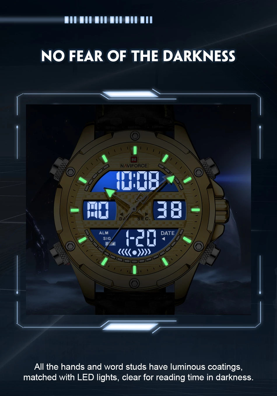 NAVIFORCE Digital x Analog Black Leather Men Watch (NF9194)