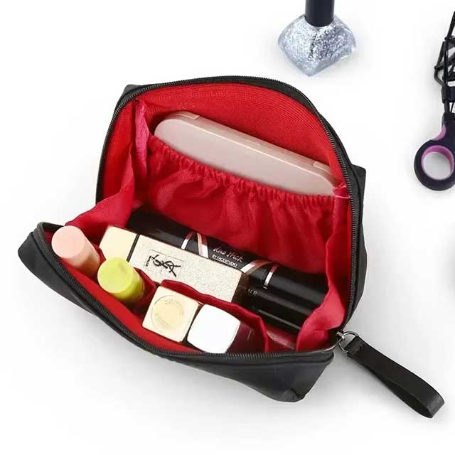 2024 Small Waterproof Makeup Bag for Women – Korean Style Solid Color Toiletry & Cosmetic Storage Clutch