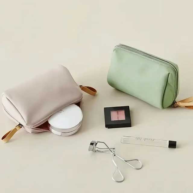 2024 Small Waterproof Makeup Bag for Women – Korean Style Solid Color Toiletry & Cosmetic Storage Clutch