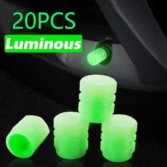 4PCS Luminous Valve Caps – Fluorescent Red Night Glow Tire Hub Covers for Car, Motorcycle & Bicycle | Universal Wheel Decoration