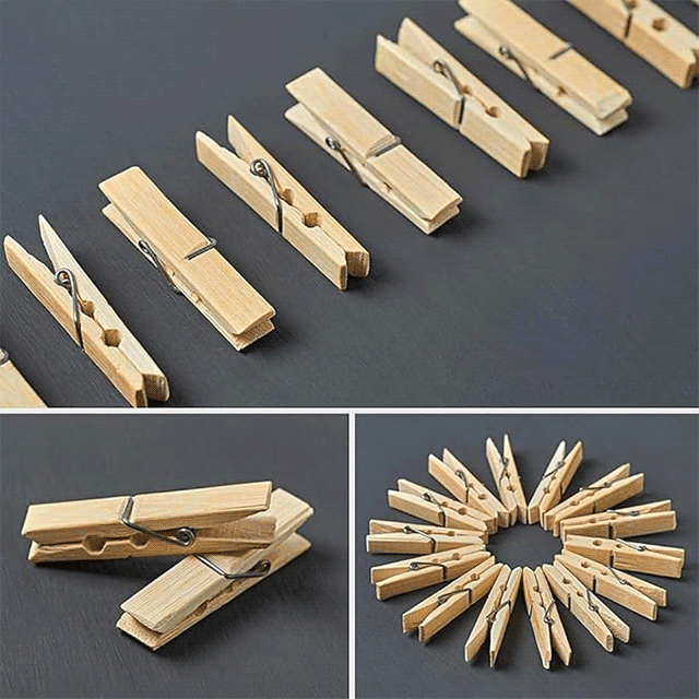 24-Pack Eco-Friendly Bamboo Clothespins