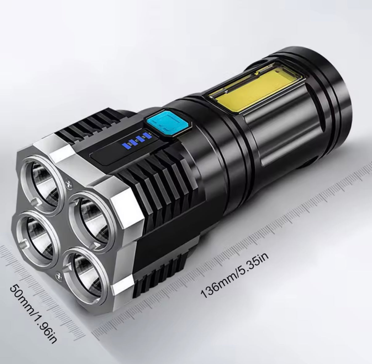 Lampe torche LED rechargeable haute puissance – Lampe torche de camping à 7 LED avec éclairage latéral COB, légère et durable pour une utilisation en extérieur