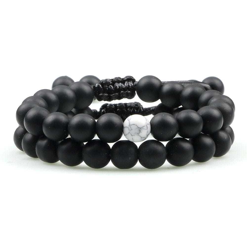 2Pcs Adjustable Braided Natural Stone Beads Bracelets Bangles For Couples Women Men Tiger Eye Lava Bracelet 3