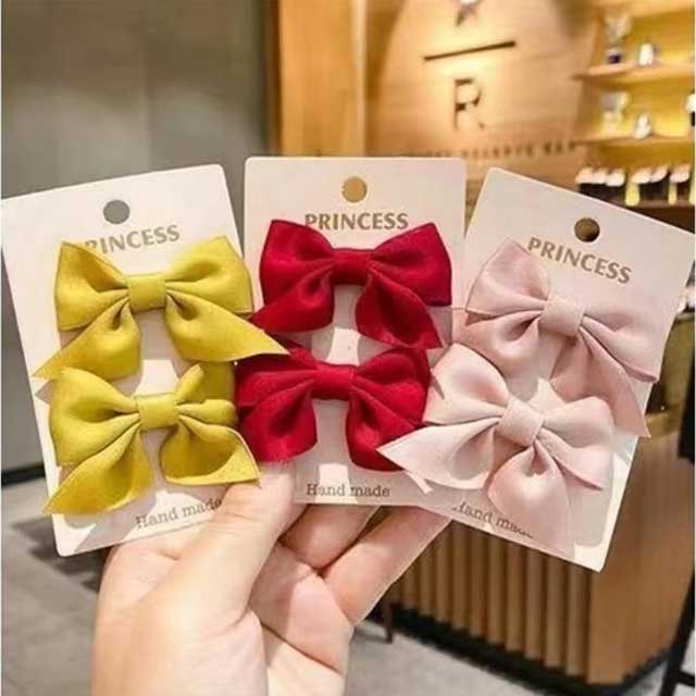 2Pcs Bow Flower Hair Clips – Elegant Korean Style Hairpins for Girls & Women | Cute Hair Accessories Set