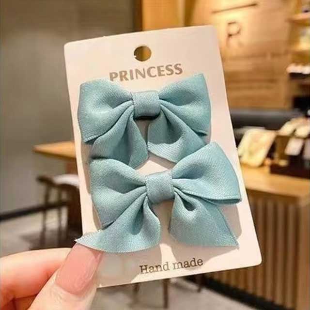2Pcs Bow Flower Hair Clips – Elegant Korean Style Hairpins for Girls & Women | Cute Hair Accessories Set